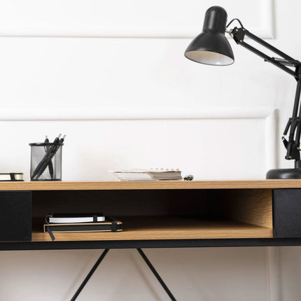 Rašomasis stalas REA 120cm, auksinis ąžuolas/juodas - Beauty Kit