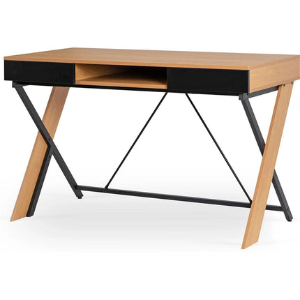 Rašomasis stalas REA 120cm, auksinis ąžuolas/juodas - Beauty Kit