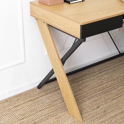 Rašomasis stalas REA 120cm, auksinis ąžuolas/juodas - Beauty Kit