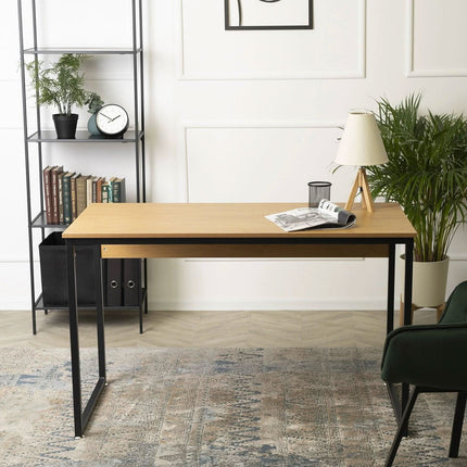 Rašomasis stalas ROSS 120 cm, auksinis ąžuolas/juodas - Beauty Kit