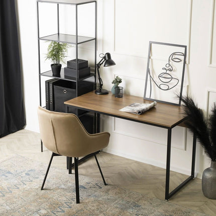 Rašomasis stalas ROSS 120 cm, riešutas/juodas - Beauty Kit