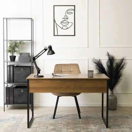 Rašomasis stalas ROSS 120 cm, riešutas/juodas - Beauty Kit