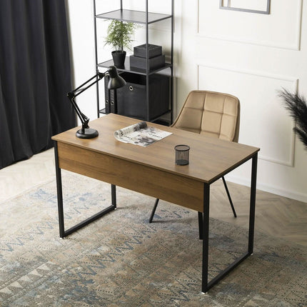 Rašomasis stalas ROSS 120 cm, riešutas/juodas - Beauty Kit