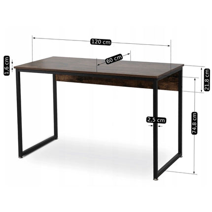 Rašomasis stalas ROSS 120 cm, rustikinis ąžuolas/juodas - Beauty Kit