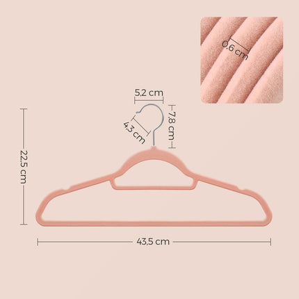 Rausvos aksominės pakabos CRF20PK, 20 vnt. - Beauty Kit