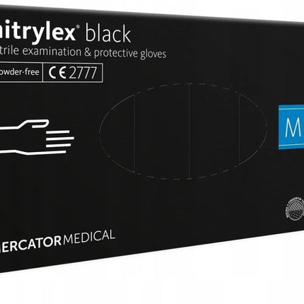 Перчатки одноразовые нитриловые MERCATOR Nitrylex Black, размер S, черные сп., без пудры, 100 шт.