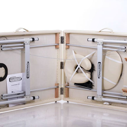 RESTPRO ALU 2 (L) CREAM (kreminės spalvos) nešiojamas masažo stalas (kušetė) - Beauty Kit