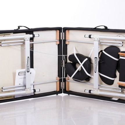 RESTPRO ALU 3 BLACK (juodos spalvos) nešiojamas masažo stalas (kušetė) - Beauty Kit