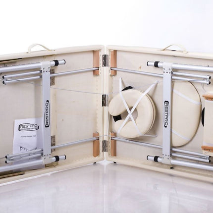 RESTPRO ALU 3 Cream (kreminės spalvos) sulankstomas masažo stalas (kušetė) - Beauty Kit