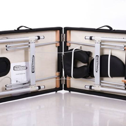 RESTPRO ALU2 (M) Juodas lengvas nešiojamas masažo stalas-gultas (kušetė) - Beauty Kit
