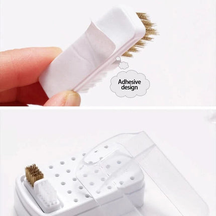 Frezos antgalių dėklas su dangteliu ir valymo šepetėliu, violetinis