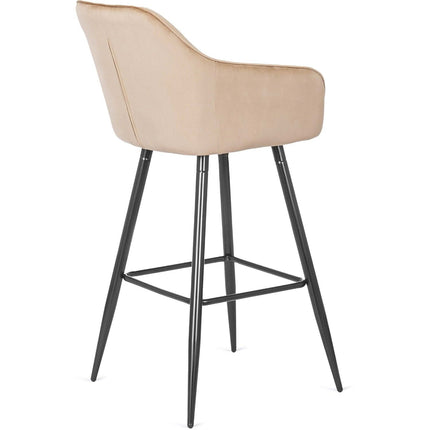 Salem baro kėdė su atlošu ir porankiais – smėlio spalvos aksomas - Beauty Kit