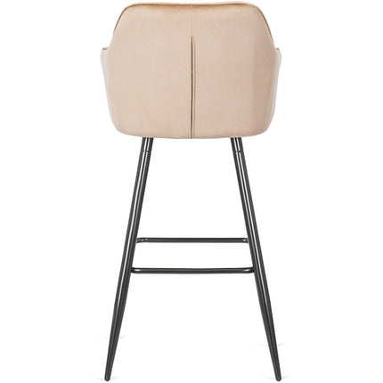 Salem baro kėdė su atlošu ir porankiais – smėlio spalvos aksomas - Beauty Kit