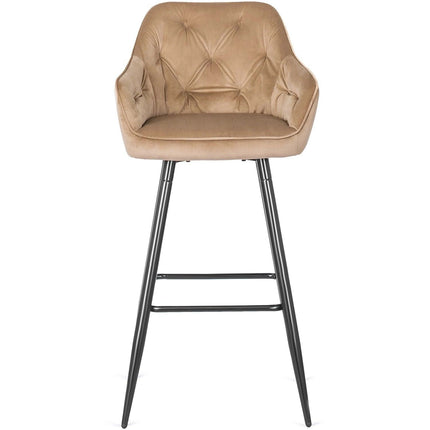 Salem baro kėdė su atlošu ir porankiais – smėlio spalvos aksomas - Beauty Kit