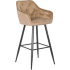 Salem baro kėdė su atlošu ir porankiais – smėlio spalvos aksomas - Beauty Kit