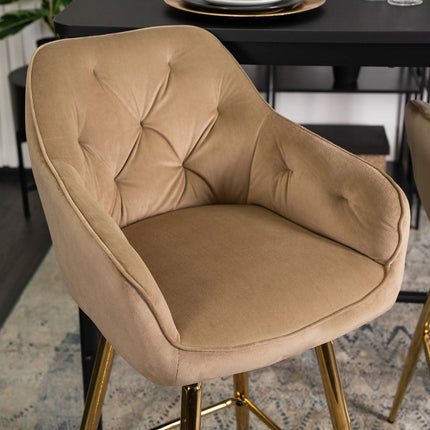 Salem baro kėdė su atlošu ir porankiais – smėlio spalvos/juoda - Beauty Kit