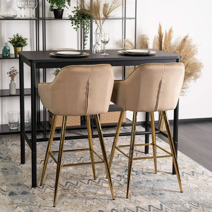 Salem baro kėdė su atlošu ir porankiais – smėlio spalvos/juoda - Beauty Kit