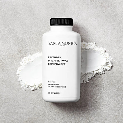 SANTA MONICA 125g pudra po depiliacijos: absorbuoja drėgmę, minkština odą, tinka profesionaliam naudojimui