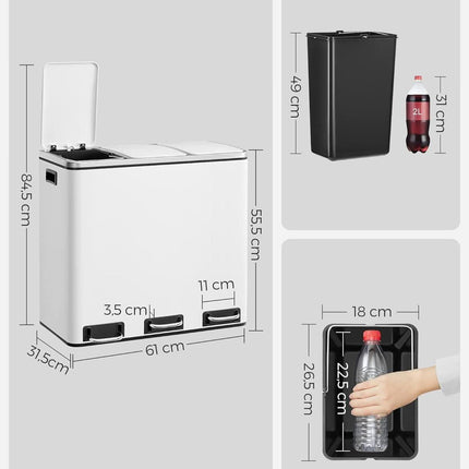 Šiukšlių dėžė 3 skyrių LTB54WT, 3x18 L - Beauty Kit