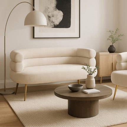 Dvivietė sofa NANTES, kreminė/auksinė