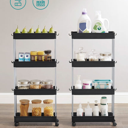 Spintelė ant ratukų su 4 lentynomis KSC008B01, juoda - Beauty Kit