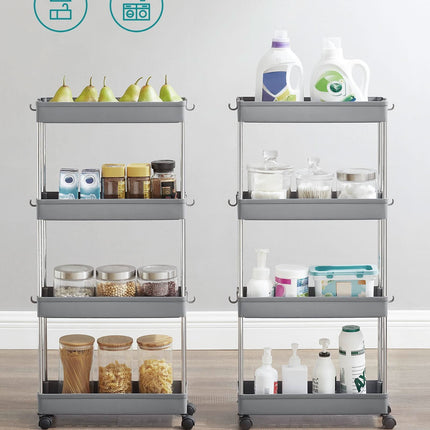 Spintelė ant ratukų su 4 lentynomis KSC008G01, pilka - Beauty Kit