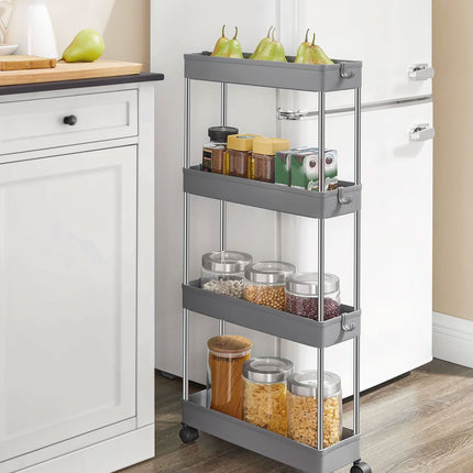 Spintelė ant ratukų su 4 lentynomis KSC008G01, pilka - Beauty Kit