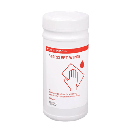 STERISEPT WIPES dezinfekcinės instrumentų, prietaisų ir paviršių servetėlės be alkoholio, 100 vnt - Beauty Kit