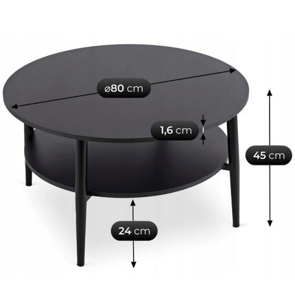 PAULO MAX kavos staliukas, juodas 80 cm