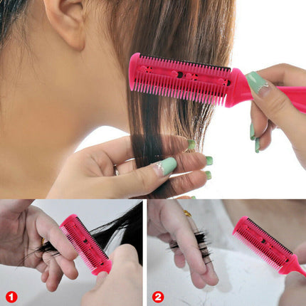 Kirpėjų skustuvo formos šukos sluoksniuotam kirpimui