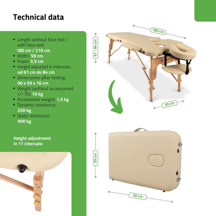 HABYS LIRA Folding Massage Table, Beige - photo 5