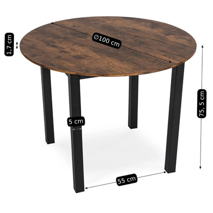 TEO apvalus stalas 100 cm Rustic ąžuolas - Beauty Kit