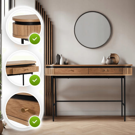 Kosmetinis staliukas su stalčiais BECK – 120 cm, ąžuolo spalvos