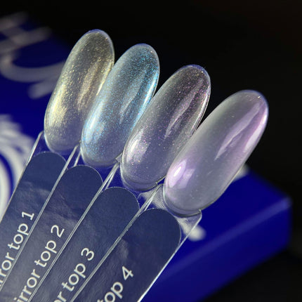 Profesionalus TOUCH Mirror Top top coat salonams – kamufliažinis efektas be klijų sluoksnio ant nagų