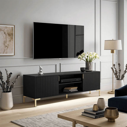 TV spintelė TORELLO 140 cm, juoda - Beauty Kit