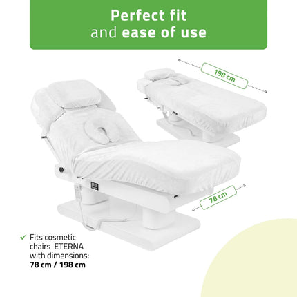 Velour Fitted Sheet for Treatment Couch HABYS ETERNA 78×198 cm, White - close-up