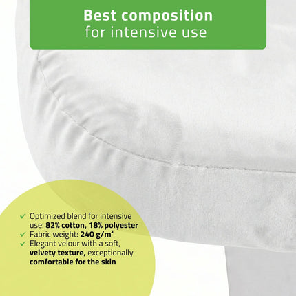 Velour Fitted Sheet for Treatment Couch HABYS ETERNA 78×198 cm, White - details