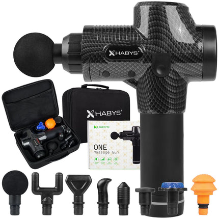 HABYS ONE Vibration Massage Gun with 8 Heads, Black