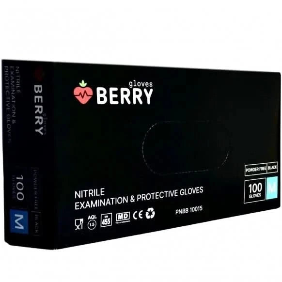 Vienkartinės nitrilinės pirštinės Berry Black M, juodos