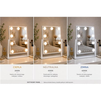 Pasukamas LED veidrodis HOLLYWOOD, 29×36 cm