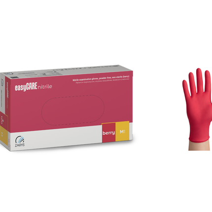 ZARYS easyCARE nitrilinės vienkartinės pirštinės be pudros, uogų rožinės (berry), 100 vnt.