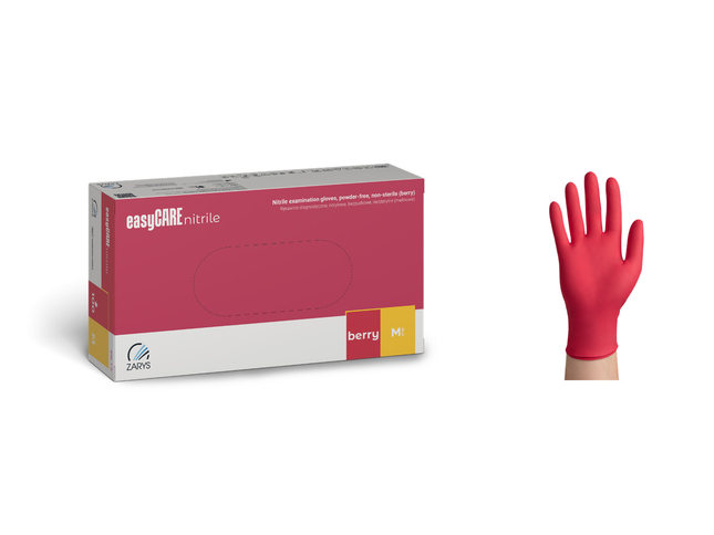ZARYS easyCARE nitrilinės vienkartinės pirštinės be pudros, uogų rožinės (berry), 100 vnt.