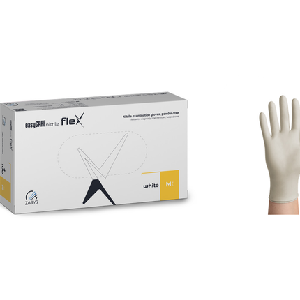 ZARYS easyCARE nitrile fleX nitrilinės vienkartinės pirštinės be pudros, baltos, 100 vnt.