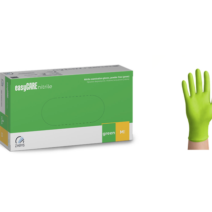 ZARYS easyCARE nitrilinės vienkartinės pirštinės be pudros, žalios, M dydis, 100 vnt.