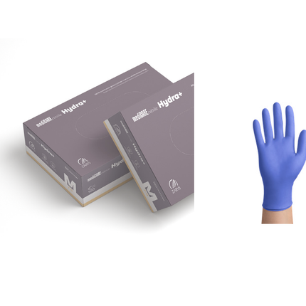 ZARYS mediCARE nitrile Hydra+ drėkinančios nitrilinės pirštinės be pudros, violetinės mėlynos, 100 vnt.