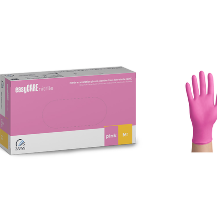ZARYS easyCARE nitrilinės vienkartinės pirštinės be pudros, rožinės, 100 vnt.