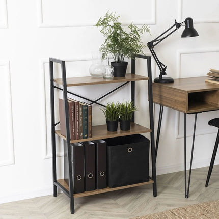 Žema atvira lentyna VIOR, riešutas/juoda spalva - Beauty Kit