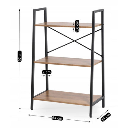 Žema atvira lentyna VIOR, riešutas/juoda spalva - Beauty Kit