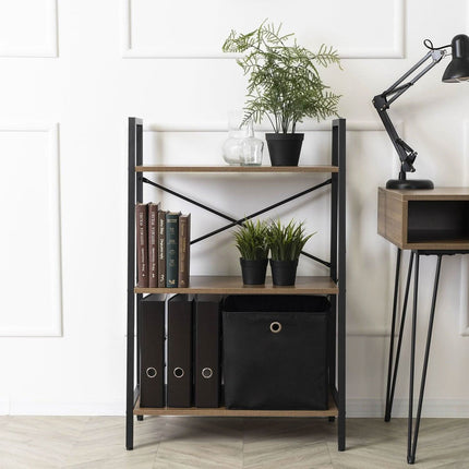 Žema atvira lentyna VIOR, riešutas/juoda spalva - Beauty Kit